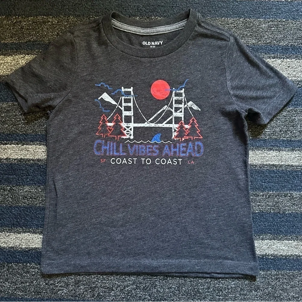 Old‎ Navy Boys Graphic Tee XS 5 Gray Chill Vibes California Shirt